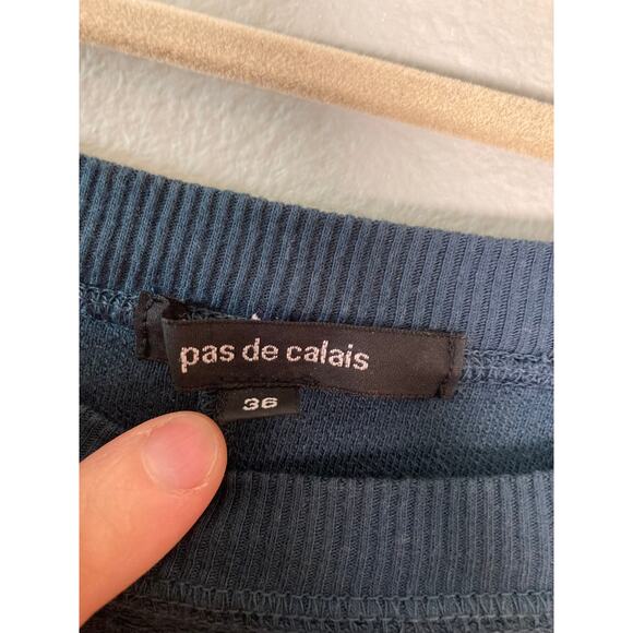 Pas de Calais - Deep Teal Cotton Sweatshirt ~ Textured Simplicity! ~ Sz 36 - Picture 6 of 7